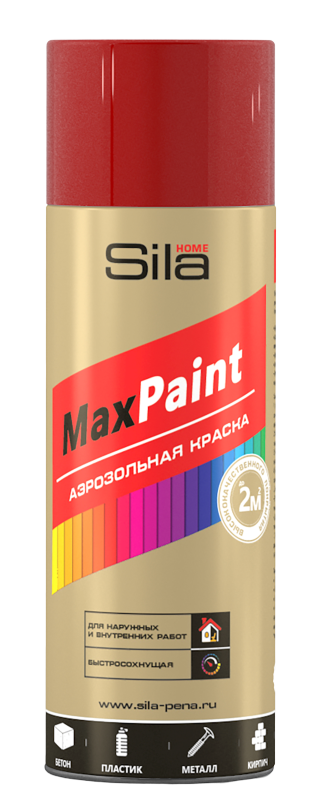 фото Аэрозольная краска sila home max paint, акриловая, глянцевая, вишневая, 520 мл