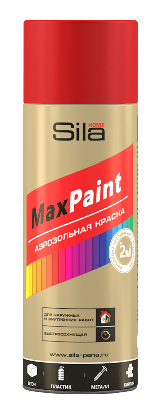 фото Аэрозольная краска sila home max paint, акриловая, глянцевая, тёмная-красная, 520 мл