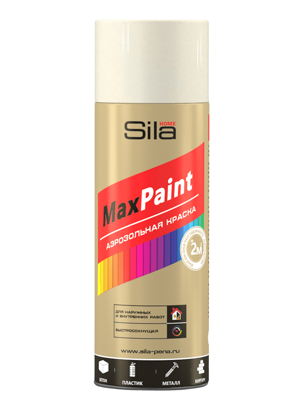 Аэрозольная краска  Sila Max Paint универсальная, RAL1015, слоновая кость, 520 мл