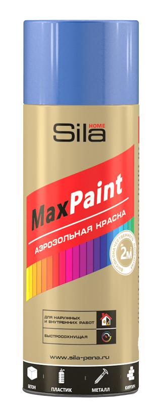 фото Аэрозольная краска sila home max paint, акриловая, глянцевая, синяя, 520 мл