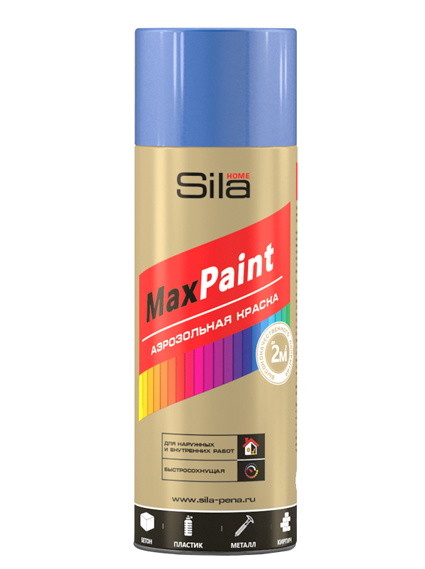 Аэрозольная краска Sila Max Paint универсальная, RAL5005, синяя, 520 мл эмаль аэрозольная inral roof spray для крыши синяя ral5005 400 мл 26 7 7 005