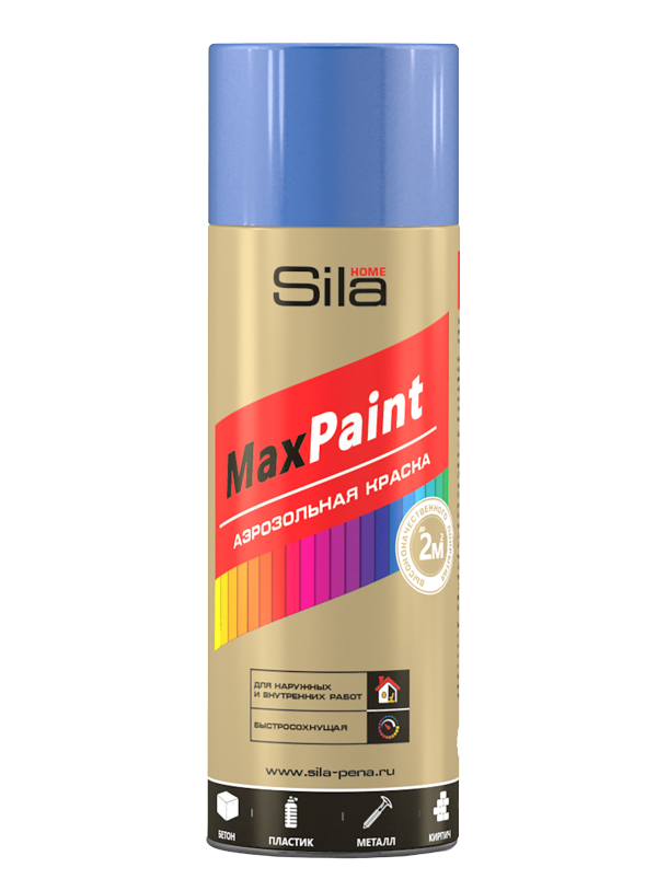 Аэрозольная краска Sila Max Paint универсальная, RAL5005, синяя, 520 мл эмаль аэрозольная inral universal темно синяя ral5002 400 мл 26 7 6 032