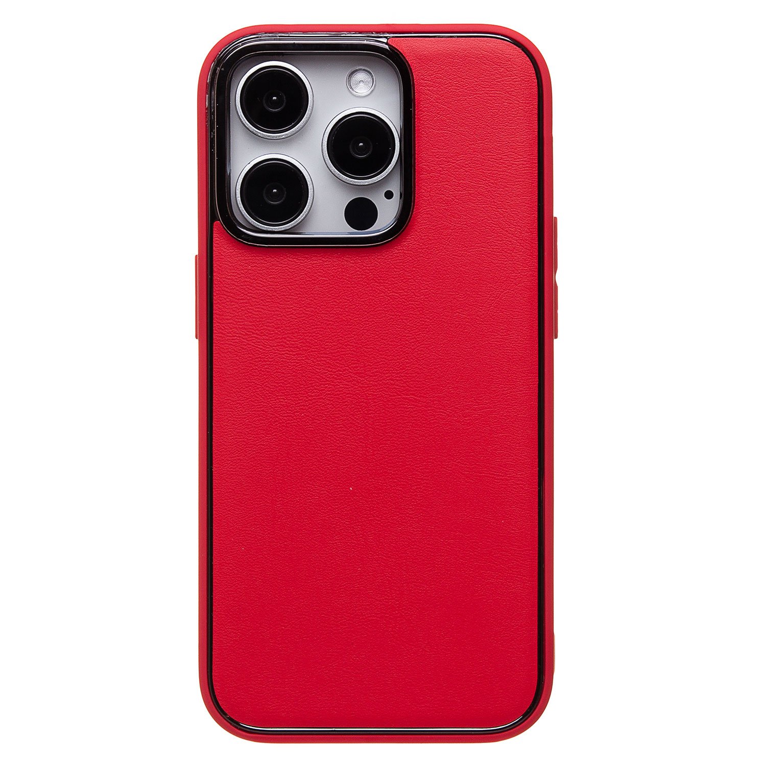 

Чехол для iPhone 15 Pro пластиковый вставка экокожа <красный>