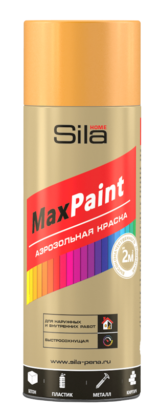 фото Аэрозольная краска sila home max paint, акриловая, глянцевая, оранжевая, 520 мл