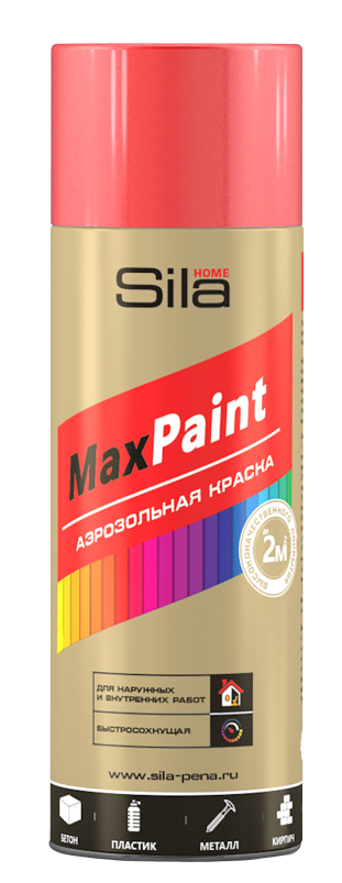 фото Аэрозольная краска sila home max paint, акриловая, глянцевая, красная, 520 мл