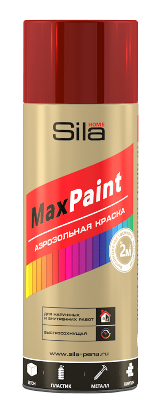 фото Аэрозольная краска sila home max paint, акриловая, глянцевая, винно-красная, 520 мл