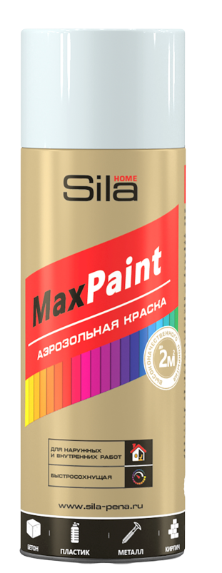 фото Аэрозольная краска sila home max paint, акриловая, глянцевая, белая, 520 мл