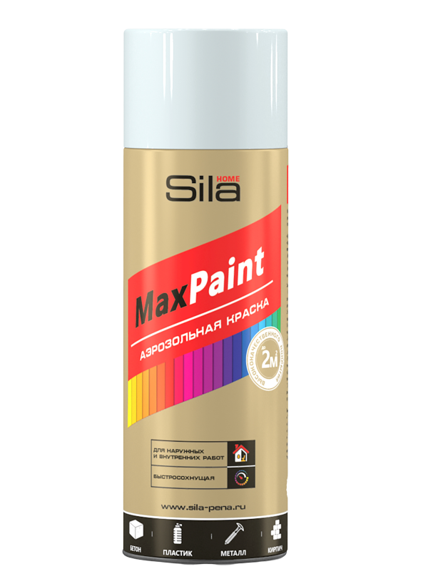 Аэрозольная краска Sila Max Paint универсальная, RAL9003, белая глянцевая,  520 мл