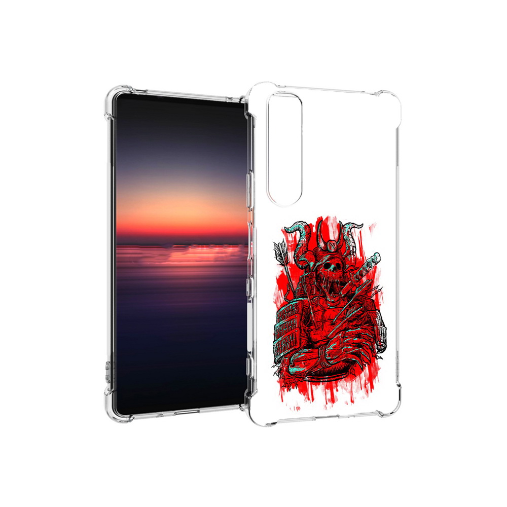 

Чехол MyPads Tocco для Sony Xperia 1 III красный скелет воин (PT162368.229.413), Прозрачный, Tocco