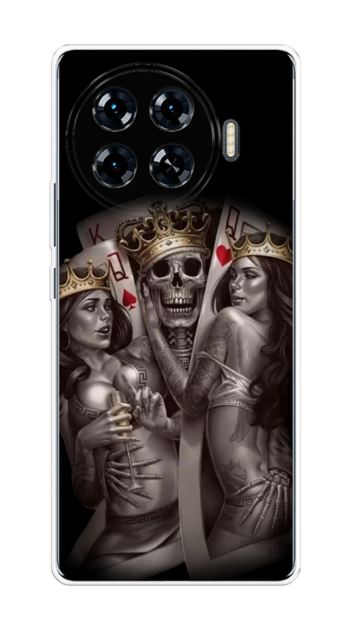 

Чехол на Tecno Spark 20 Pro Plus "Карты король и королевы", Серый;желтый, 305050-1