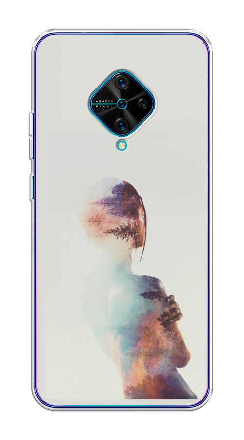 

Чехол на Vivo V17/Y9s "Девушка-лес", Розовый;голубой;серый, 261550-1