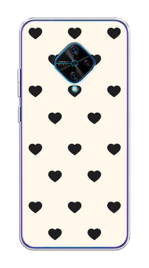 

Чехол на Vivo V17/Y9s "Черные сердечки на белом", Черный;белый, 261550-1