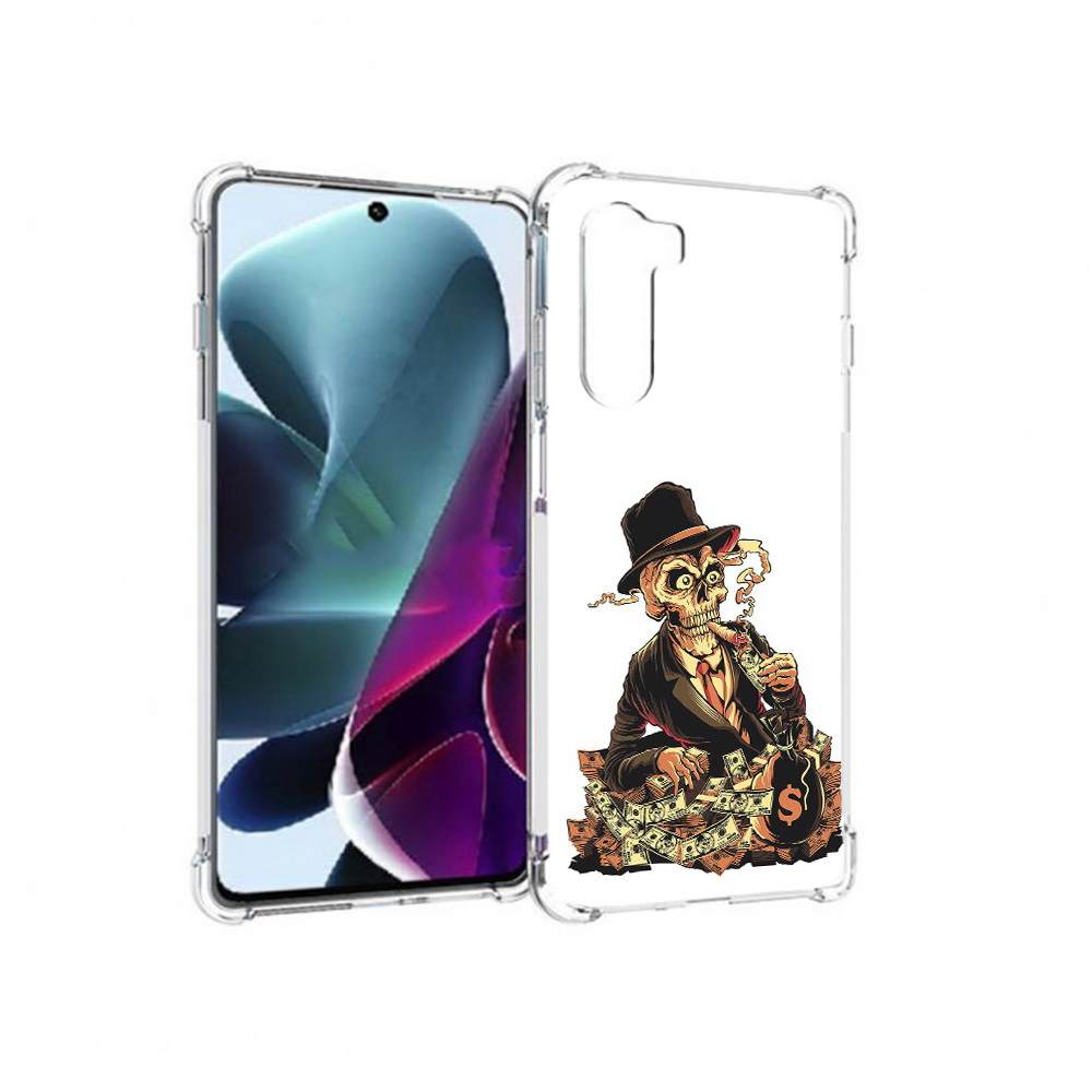 

Чехол MyPads Tocco для Motorola Moto G200 нарисованный череп с сигаретой, Прозрачный, Tocco