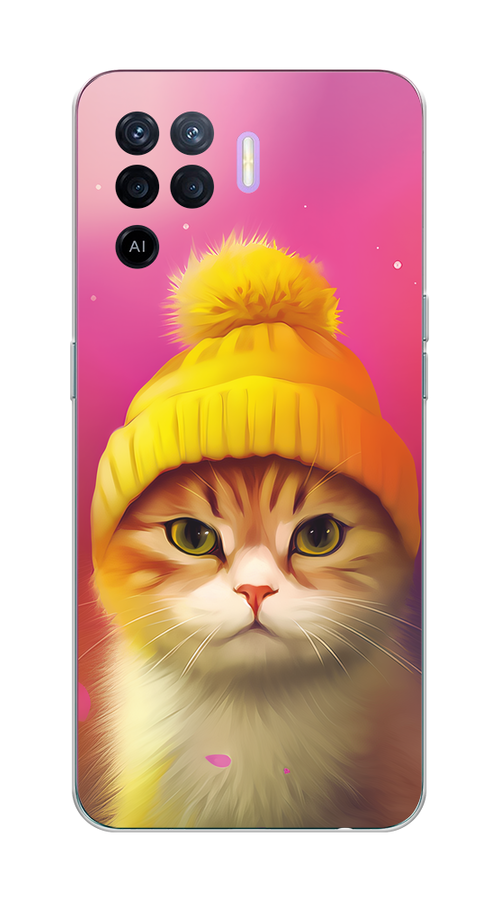 

Чехол на Oppo Reno 5 Lite "Котик в шапочке", Розовый;желтый;бежевый, 255150-1