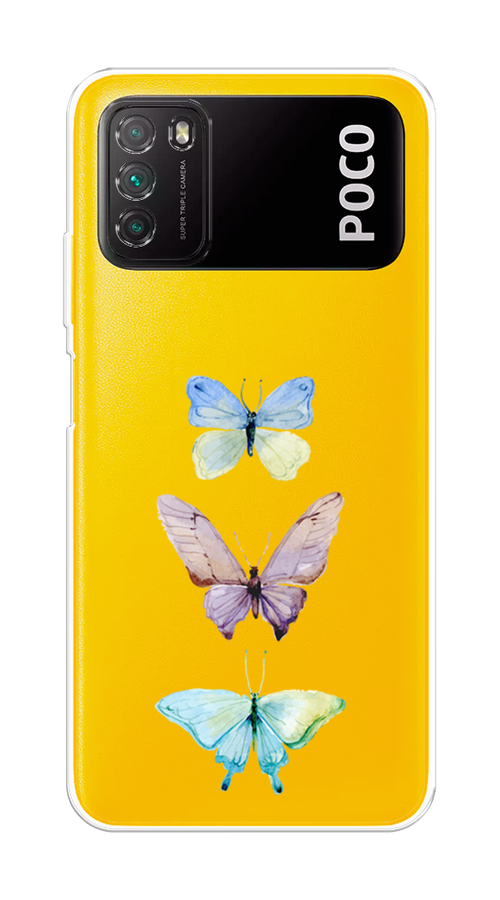 

Чехол на Poco M3 "Акварельные бабочки", Бирюзовый;розовый, 39550-1