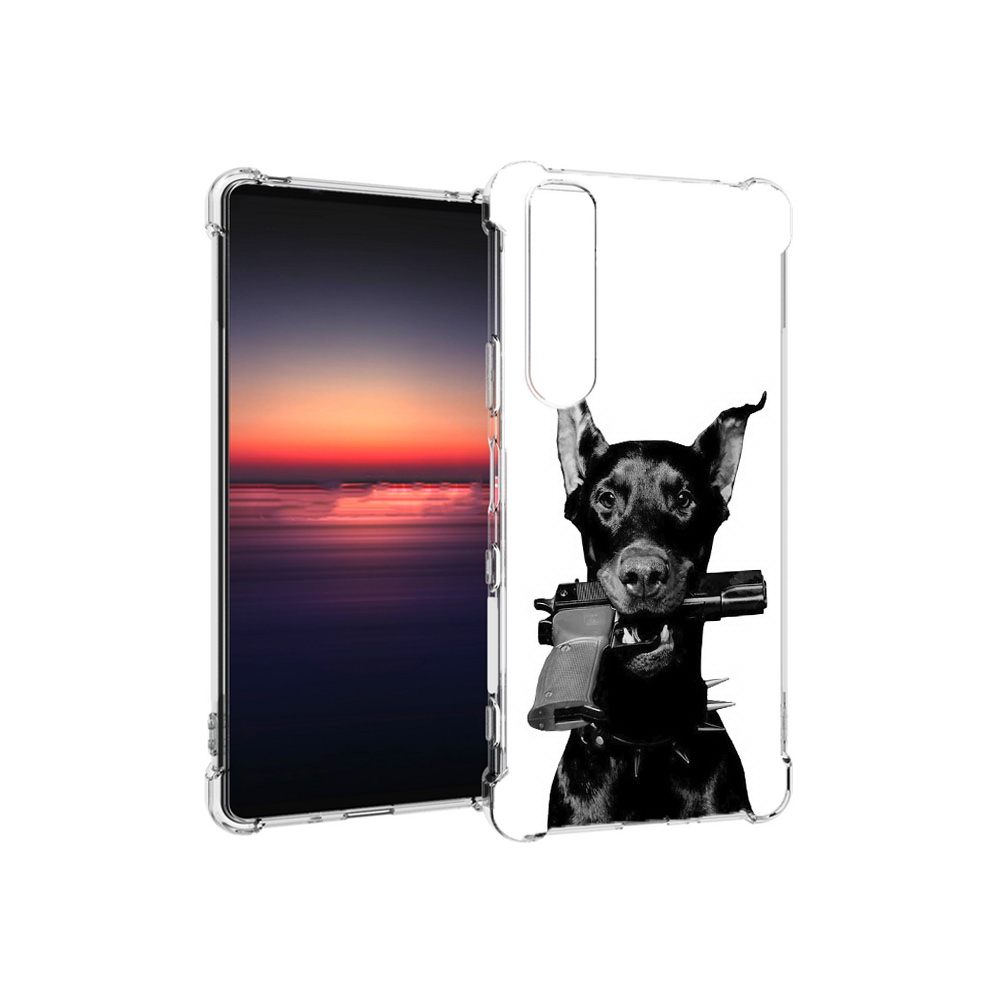 

Чехол MyPads Tocco для Sony Xperia 1 III доберман с пистолетом (PT162368.229.331), Прозрачный, Tocco