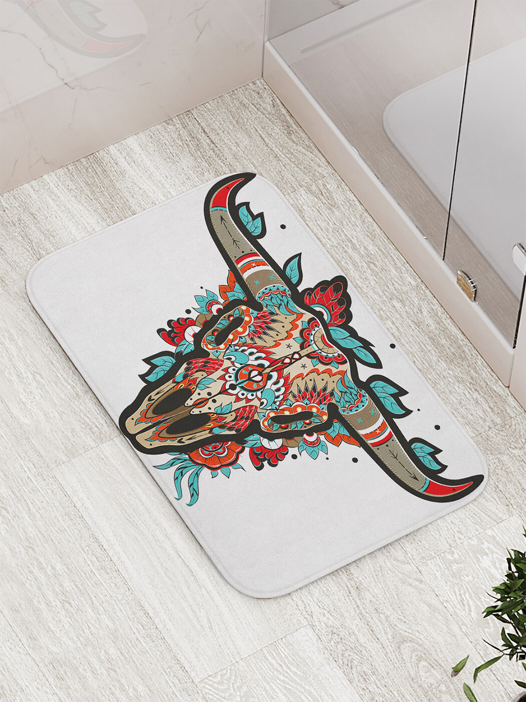 

Коврик JoyArty "Орнаментальный череп буйвола" для ванной, сауны, бассейна, 77х52 см, Орнаментальный череп буйвола