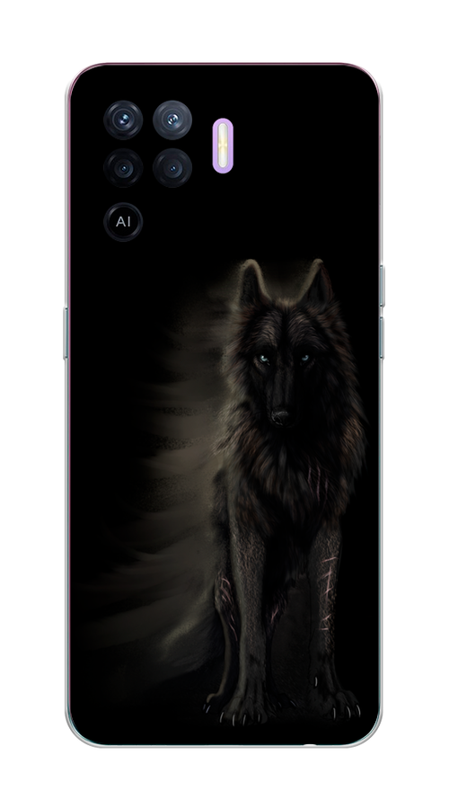 

Чехол на Oppo Reno 5 Lite "Туманный волк", Черный, 255150-1