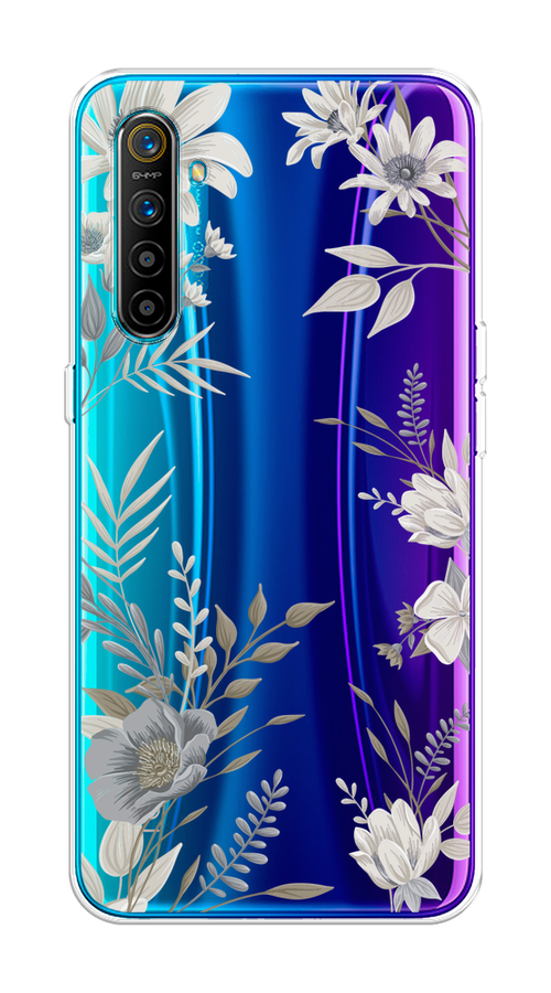 

Чехол на Realme XT "Цветы сепия", Серый;прозрачный;зеленый;белый, 251450-1