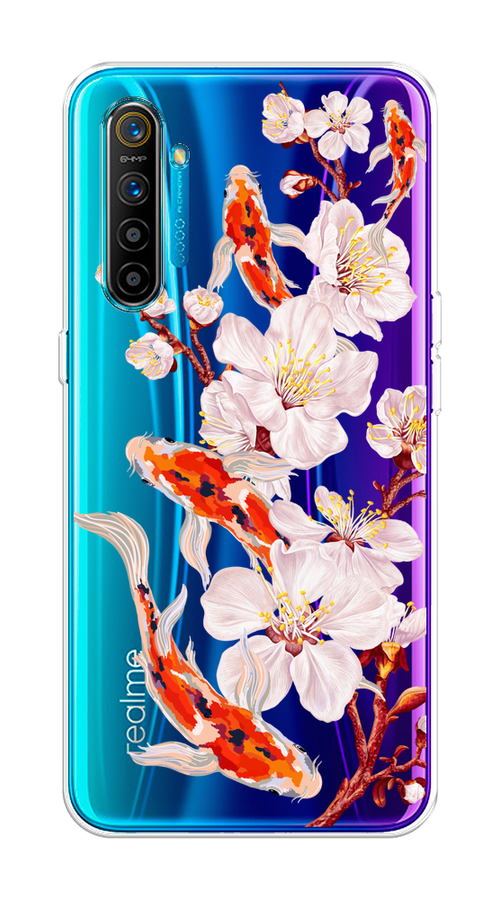 

Чехол на Realme XT "Карпы и сакура", Оранжевый;розовый;бежевый;прозрачный, 251450-1
