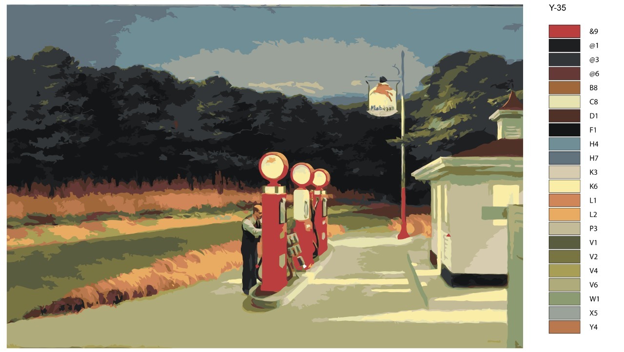 

Картина по номерам BRUSHES-PAINTS Y-35, Репродукция Эдварда Хоппера-Заправочная станция