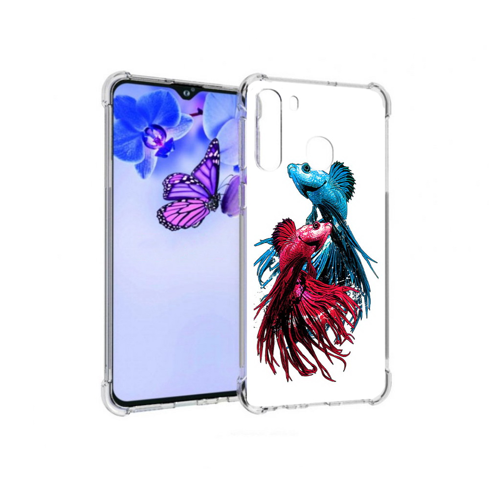 

Чехол MyPads Tocco для Samsung Galaxy A21 рыбы петушки (PT226904.547.592), Прозрачный, Tocco