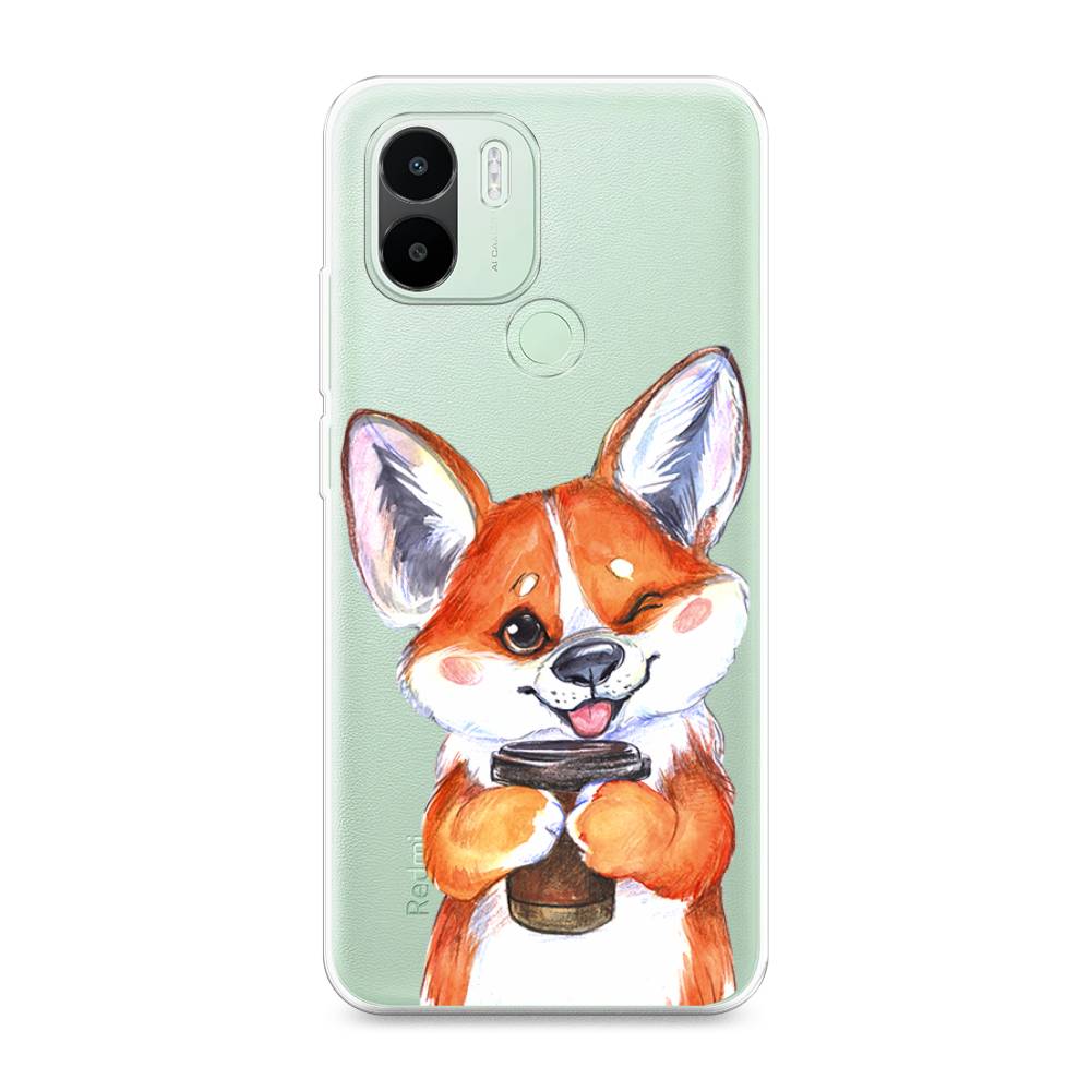 

Чехол на Redmi A1+ "Корги с кофе", Оранжевый;белый, 316750-4