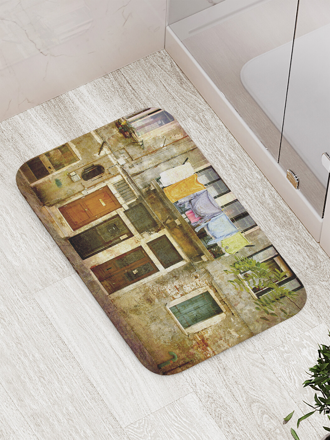 

Коврик противоскользящий JoyArty "Окна старого дома" для ванной, сауны, бассейна, 77х52 см, Окна старого дома