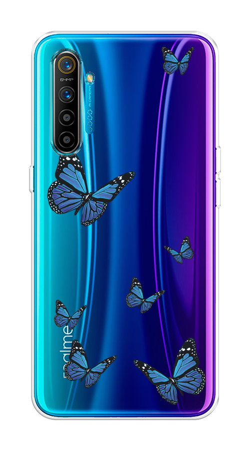 

Чехол на Realme XT "Blue butterflies", Синий;черный, 251450-1