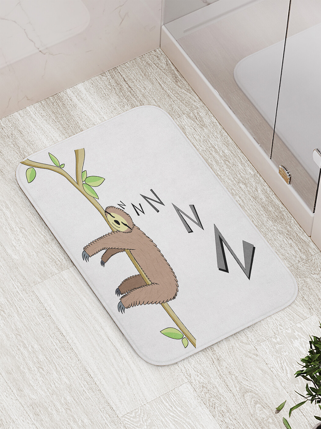 

Коврик противоскользящий JoyArty "Ленивец мурлычет" для ванной, сауны, бассейна, 77х52 см, Ленивец мурлычет