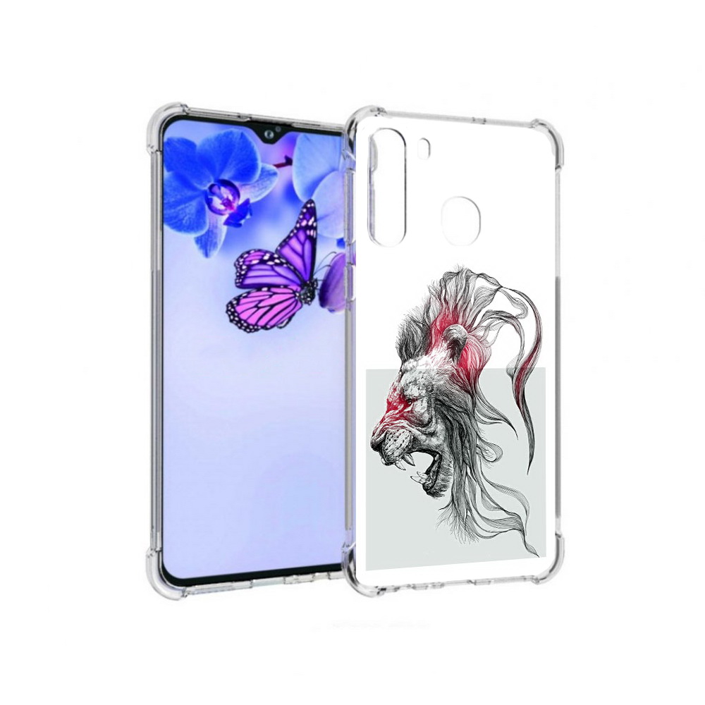 

Чехол MyPads Tocco для Samsung Galaxy A21 разъяренный лев (PT226904.547.576), Прозрачный, Tocco