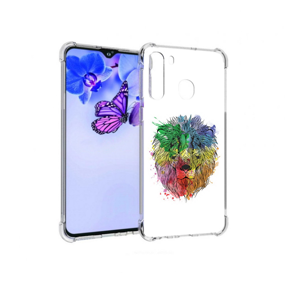 

Чехол MyPads Tocco для Samsung Galaxy A21 разноцветный гордый лев (PT226904.547.573), Прозрачный, Tocco