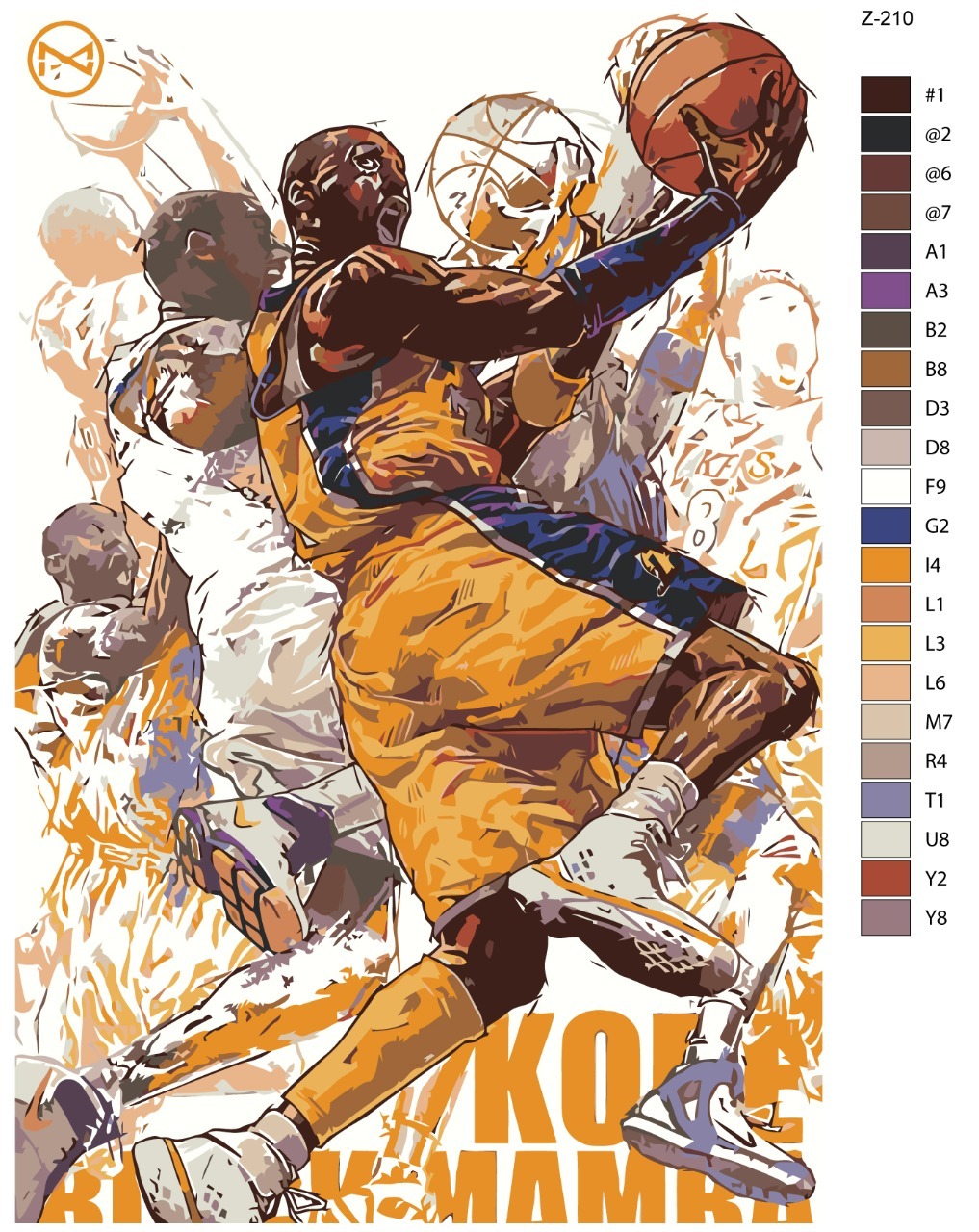 

Картина по номерам BRUSHES-PAINTS Z-210, Баскетболист Коби Брайнат. Lakers