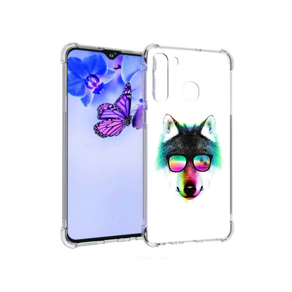 

Чехол MyPads Tocco для Samsung Galaxy A21 радужный волк (PT226904.547.567), Прозрачный, Tocco