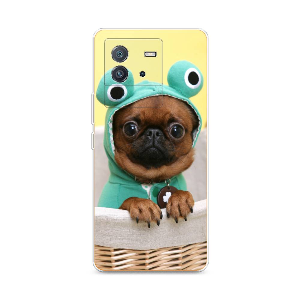 

Чехол на Vivo iQOO Neo6 "Собачка в шапке лягушки", Коричневый;желтый;голубой, 266850-1