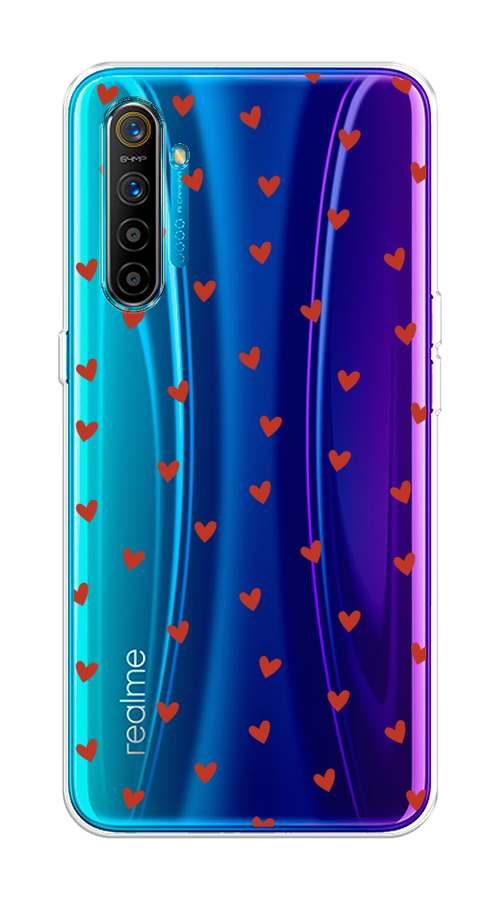 

Чехол на Realme XT "Red hearts", Красный;прозрачный, 251450-1
