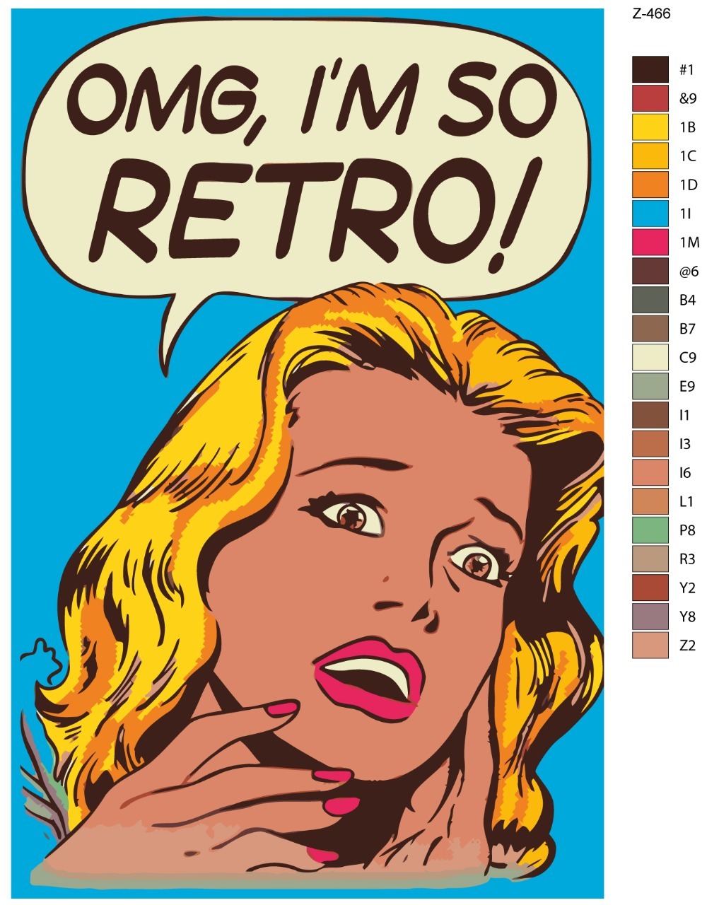 

Картина по номерам BRUSHES-PAINTS Z-466, Поп-арт OMG, IM SO RETRO!