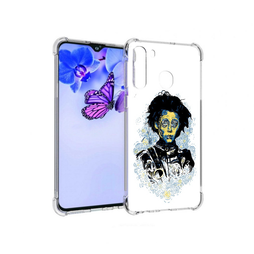 Чехол MyPads Tocco для Samsung Galaxy A21 парень черно-белый абстракция (PT226904.547.535)