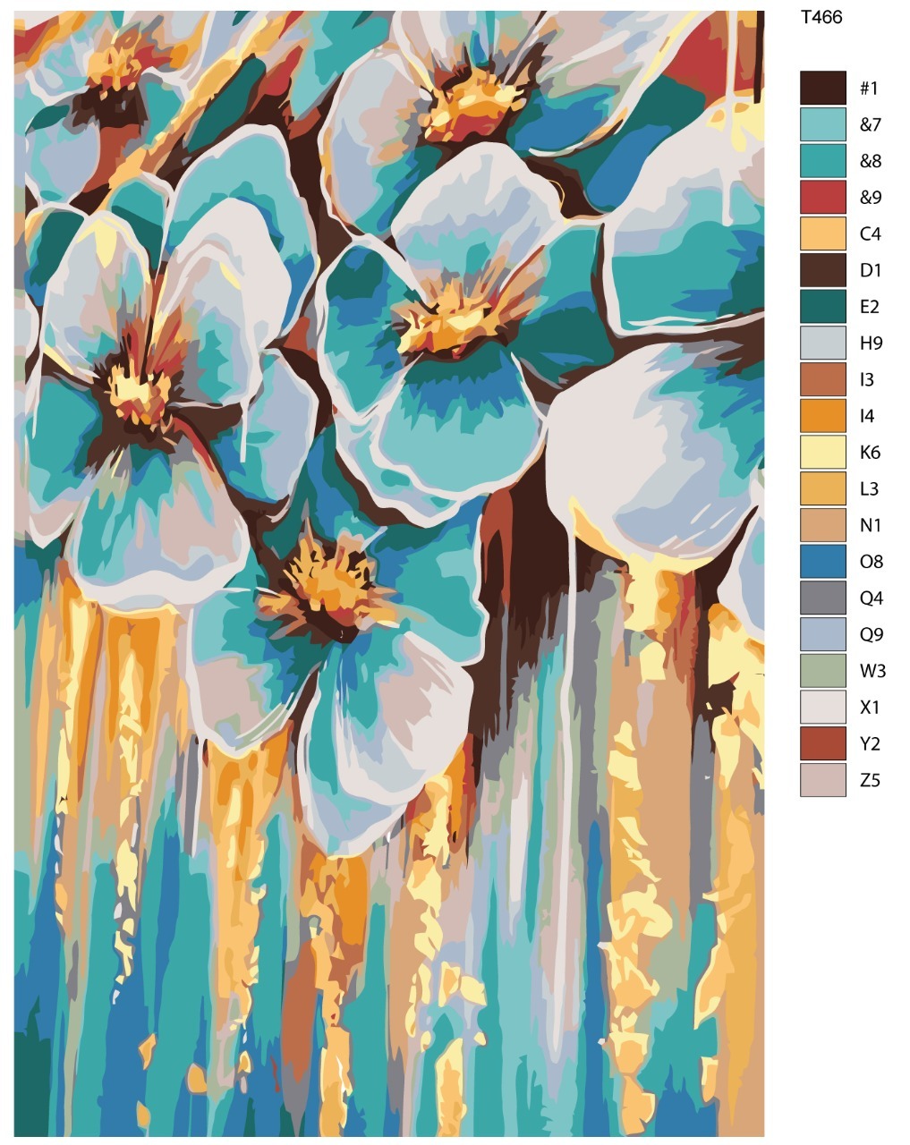 

Картина по номерам BRUSHES-PAINTS T466, Бирюзовые цветы