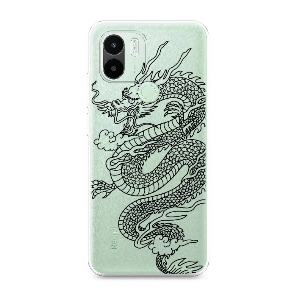 

Чехол на Redmi A1+ "Большой китайский дракон", Черный;серый, 316750-1