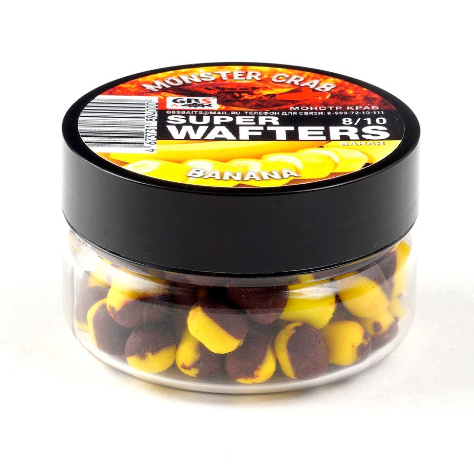

Вафтерсы GBS BaITS Super Wafters 8x10 мм 66 гр Монстр-Краб Банан, Super Wafters 8x10 мм