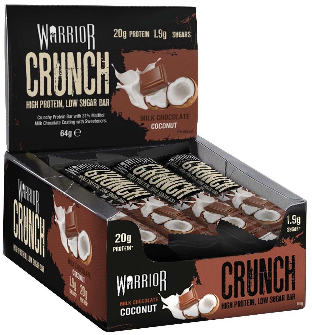 фото Warrior, crunch high protein low sugar bar, 64г (шоколадное печенье)