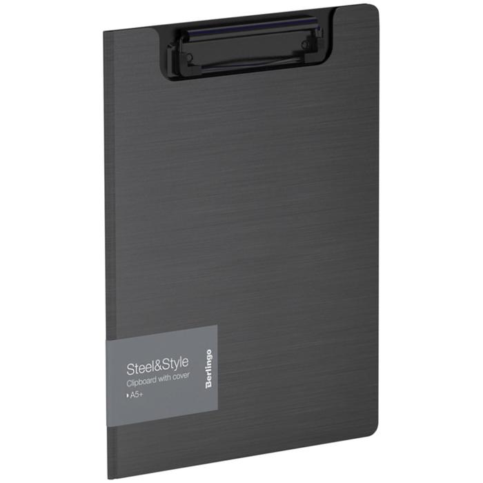 Папка-планшет с зажимом A5+ Berlingo Steel&Style, 1800мкм, пластик (полифом), черная