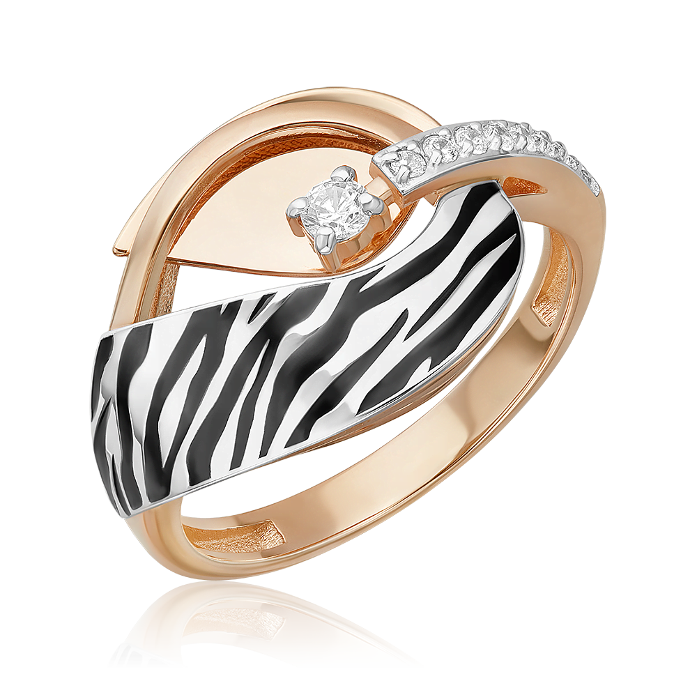 

Кольцо из золота р. 17 PLATINA jewelry 01-5715-00-401-1111, фианит\эмаль, 01-5715-00-401-1111
