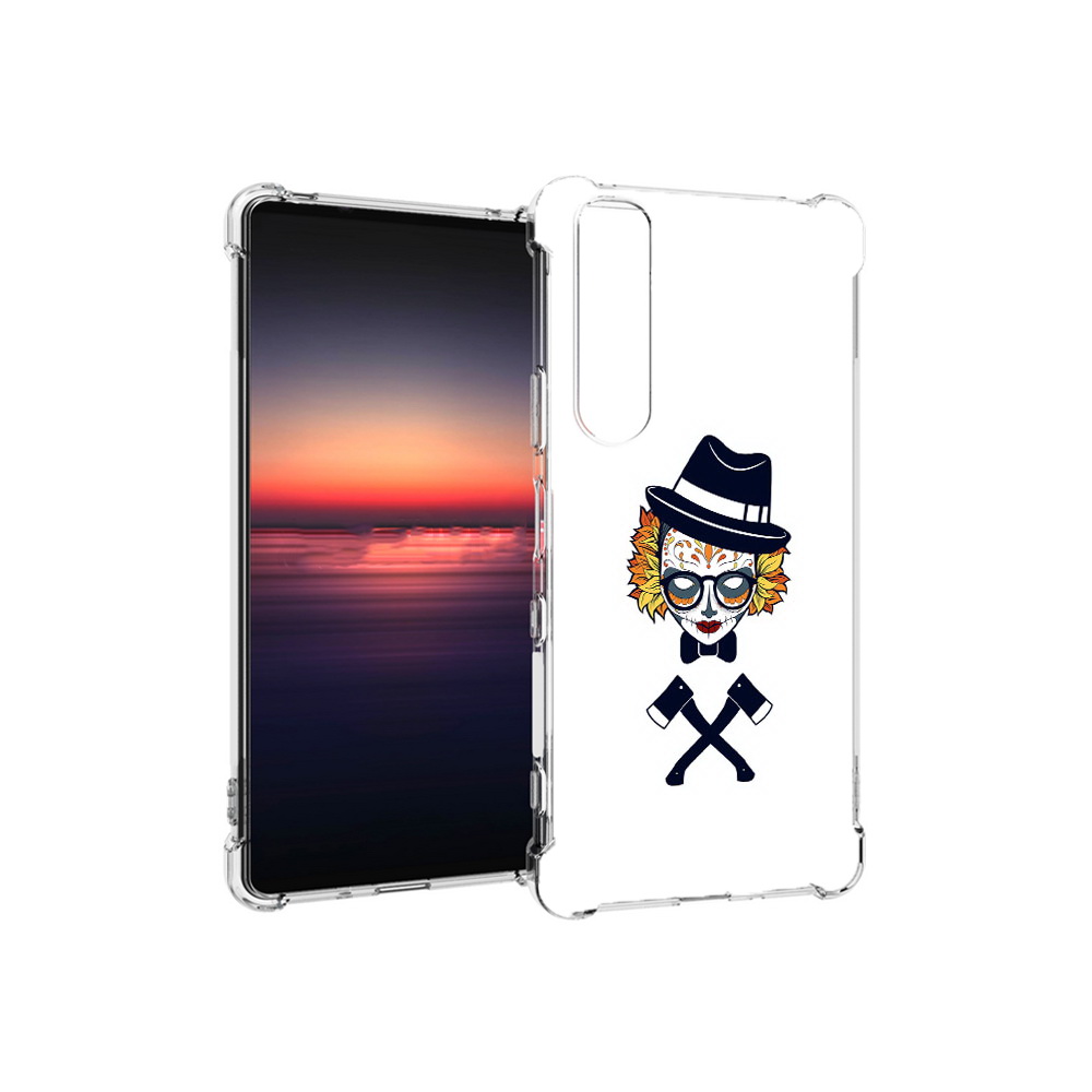 

Чехол MyPads Tocco для Sony Xperia 1 III девушка в маске с топорами рисунок, Прозрачный, Tocco