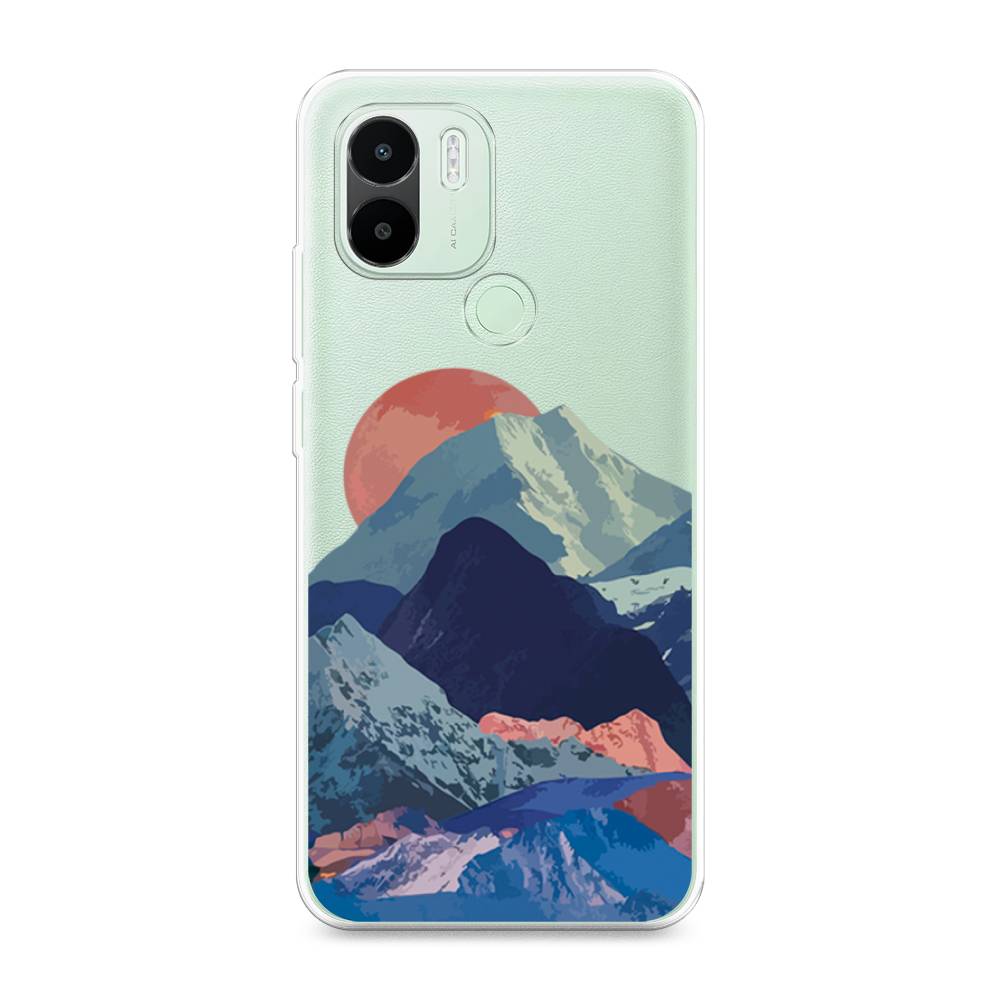 

Чехол на Redmi A1+ "Закат в снежных горах", Красный;серый;голубой, 316750-2