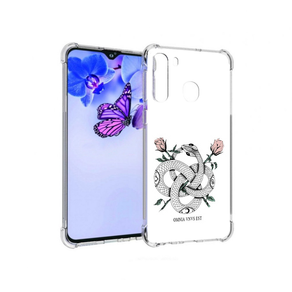 

Чехол MyPads Tocco для Samsung Galaxy A21 нарисованная змея абстракция (PT226904.547.502), Прозрачный, Tocco