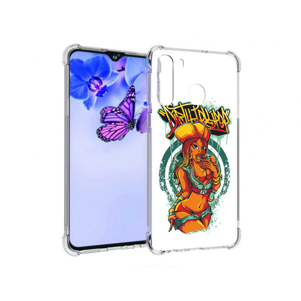 

Чехол MyPads Tocco для Samsung Galaxy A21 нарисованная девушка комикс (PT226904.547.500), Прозрачный, Tocco