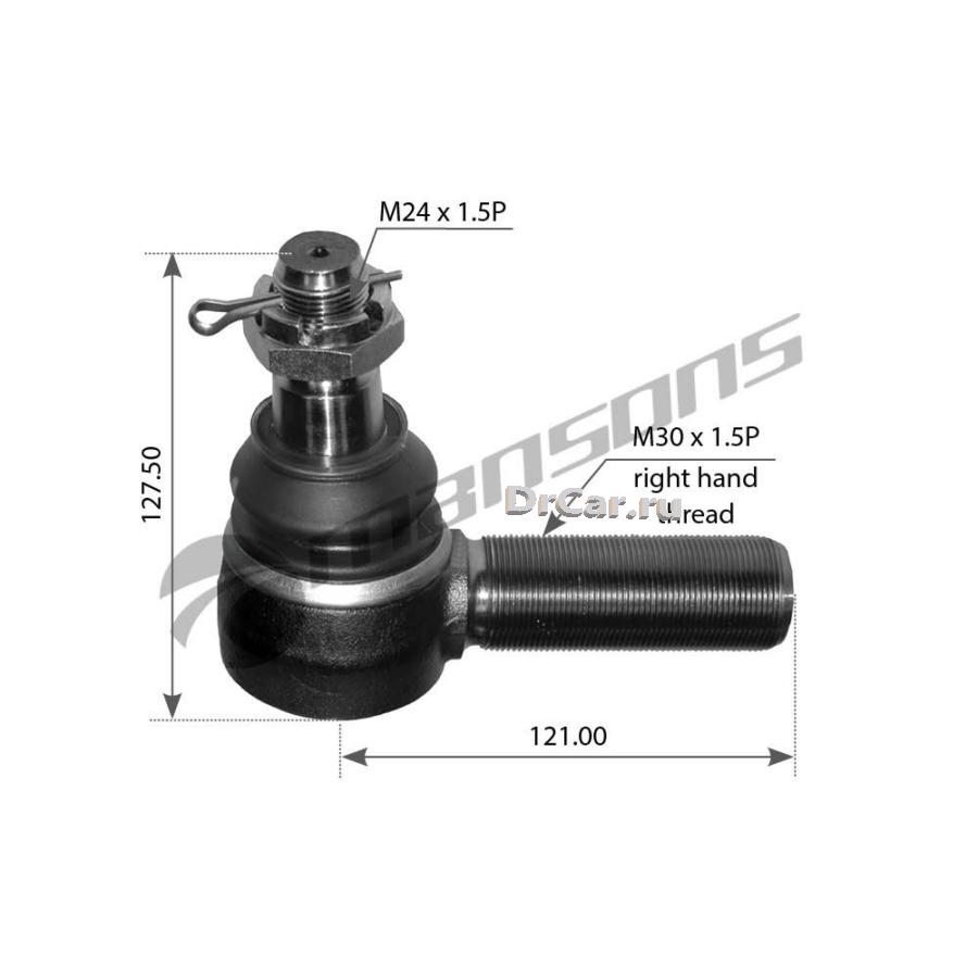 700.079_наконечник рулевой тяги !RHT M30x1.5 M24x1.5 /27 L=121 \Omn Volvo