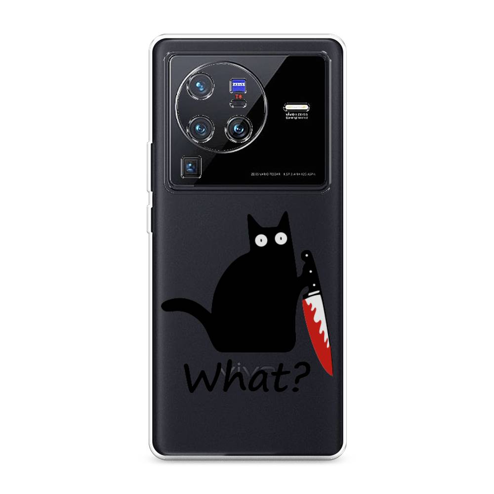 

Чехол на Vivo X80 Pro "Котик с ножом", Черный;красный, 266650-6